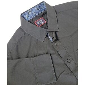 Untuckit Shirt Men's Small Button Up Slim Fit LONG Sleeve Black 100% Cotton‎ .
